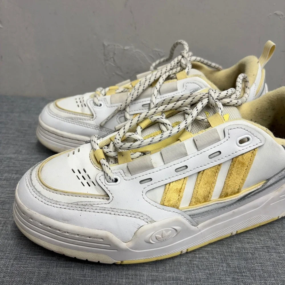 Adidas ADI2000 Sneakers Womens 7.5 White Yellow GZ7203 Chunky Y2K Skate Shoes